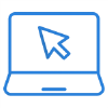 Blue laptop icon for online presence strategy
